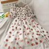 Paillettes Stberry DrWomen imprimé taille haute mi-longueur maille femme élégante fête DrPuff manches PrincWomen robe X0529
