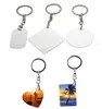 5 Style Double face transfert de chaleur porte-clés pendentif Sublimation métal blanc porte-clés bagages décoration porte-clés bricolage cadeau DD087