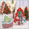 4pcs Christmas Candy Jars Xmas Tree Shape Tinplate Gift Boxes (assorted Color)