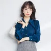 Women's Blouses & Shirts 2021 Women Blusas Female Spring Harajuku Solid Blue OL Poleras Streetwear Casual Loose Plus Size Tops Tees 1125
