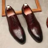 كبيرة الحجم EUR45 أسود / براون / النبيذ الأحمر أحذية الأعمال جلد طبيعي أوكسفورد أحذية الزفاف أحذية رجالي اللباس