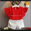 Sets Baby Clothing Baby Maternity Drop Delivery 2021 Girls Clothes Kids Summer Short Sleeve Top Fashion Shorts Round Neck Shirt 2 Piece Set Y