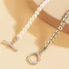 Nouvelle mode Baroque Pearl Chain Collier Femmes Collier Mariage Punk Toggle fermoir cercle laadaire Colliers de tour de cou perle