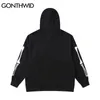 Gonthwid Hip Hop Hoodie Sweatshirt Streetwear Earth Skeleton Print Punk Gothic Hooded Winter Harajuku Katoenen Trui Zwart 211106