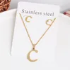 26 letter kettingen met oorbel set rvs gouden choker initiële hanger ketting vrouwen alfabet kettingen sieraden