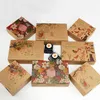 StoBag 10pcs Kraft Paper Box Baking Biscuit Bread Gift Boxes Cookie Chocolate Nougat Packaging For Christmas Wedding Party Favor 210602