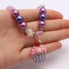 Mode Elastische Perlen Schmuck Set Baby Kinder Halskette Armbänder Mit Kuchen Anhänger Mädchen Charme Armreifen Für Party Geschenke