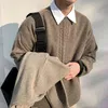 IEFB Korean Kintted Sweater Mäns Loose Fashion Pullover Lös vintage Höst Vinter förtjockade Kintwear Toppar Man 9Y4754 210524