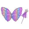 2021 Mode Angel Schmetterlingsflügel Kinder Tutu Rock Fünfzackige Stern Fairy Club Bühnenstütze Set