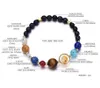 Perlé Brins Galaxy Système Solaire Bracelet Univers Neuf Planètes Pierre Naturelle Étoiles Terre Lune Pour Femmes Homme Mode Bijoux Bracelets Kent2