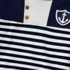Осенью и зимняя модная мородный моряк полосатая кнопка толстовка с капюшоном эластичные плед брюки наборы детская одежда 210528