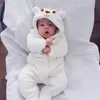 Cute Baby Baby Baby Boy Girl Ubrania Z Długim Rękawem Hoddies Zipper Romper Jesień Zima Nosić 0-18m 220106