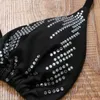 Damen-Bikini, sexy, mit Perlen verziert, glänzende Pailletten, Schnürung, hoher Schnitt, Verband, zweiteiliges Neckholder-Set, Maillot de Bain Femme, Damen-Bademode