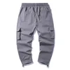 Homens Harajuku Largo Perna Carga Calças 2021 Streetwear Vintage Harem Masculino Khaki Fashions Sweatpants Algodão Calças Masculinas