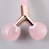 Beauty Facial Skin Care Massager 3D Jade Roller Face Lifting Slimming Tool Natural Stone Crystal Pink Rose Quartz Roller Anti Agin9351167