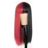 Peruca de cosplay sintética de 68cm com simulação de franja de cabelos de cabelo humano para as mulheres para mulheres preto e branco Perruques 0115649252