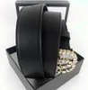 الموضة النسائية الرجال المصممين أحزمة الجلد الأسود برونزي الإبزيم الكلاسيكية عرض حزام اللؤلؤ 38 سم مع box3530737