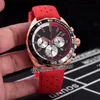 1 Miyota Quarz Chronograph Herren Watch Rose Gold Blue Dial Silber Subdial Stick Marker Red Gummi -Gurt Stoppwatch -Uhren 2021 Puretime01 Z110A19086187