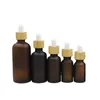 Glass Dropper Bottle Bamboo Woode Lid Portable Empty Frost Brown Essential Oil Vials Refillable Container 5ml 10ml 15ml 20ml 30ml 8156452