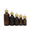 Glazen druppelfles bamboe woodeksel draagbare lege vorst bruin essentiële olie-injectieflacons hervulbare container 5ml 10 ml 15 ml 20ml 30ml 50ml 100ml cosmetische verpakking