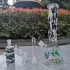 10 inç 26 cm Glow Karanlık Cam Beher Taban Bong Bubbler Su ile 14mm Kase Boru Bong Nargile Kül Catcher