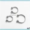 nose septum Jewelry 3Pcs C Shape 925 Sterling Hoop Ring 6Mm/8Mm/10Mm Sier Ear Rings Lip Helix Piercing Body Drop Delivery