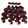 Bundles brésiliens de cheveux humains de vague de corps 99J / armure de couleur rouge bordeaux 8-20 pouces extension non remy 3 / 4PCS