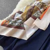Koreaanse mode vrouwen werk slijtage jurk lente zomer gekweekte kraag halve mouw dubbele breasted ol office met sjaal 210603