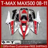 Motorcycle Body For YAMAHA T-MAX500 TMAX-500 MAX-500 T White red 08-11 Bodywork 107No.12 TMAX MAX 500 TMAX500 MAX500 08 09 10 11 XP500 2008 2009 2010 2011 Fairings