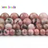 AAA 100% natuurlijke zeldzame zwarte kant rhodonite edelsteen ronde losse spacer kraal voor sieraden maken DIY armband ketting 15''strand