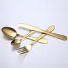 4pcSset Couvrerie en or Spoon Fork Knife Tea Thé Spoon Matte Gold en acier inoxydable Alite Argenterie Set RRA28337 523 R23904890