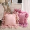 Kissen/dekoratives Kissen Ins Pink Federkissen mit Füllstoff Wohnzimmer Schlafzimmer Feste Farbsofa Po Requisiten werfen Kissen 43x43 cm