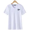 Плюс размер лебедь печать хлопка женские футболки новых летних V-образных вырезов женские футболки женские футболки с коротким рукавом футболки Tops 210330
