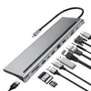 11 I 1 Type-C TOS Dual HD/VGA/USB 3.0 HUB/PD/RJ/MICRO-SD/TF Card Dock Adapter upp till 87W Laptop Docking Stations Cable Hub