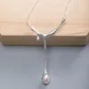 Collana lunga di perle d'acqua dolce in argento sterling 925 per donna Accessori per maglioni di gioielli di moda femminile fatti a mano originali