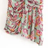 Boho Style Nieregularne Mini Spódnica Kobiety Vintage Floral Print Plised S Elastyczna Wysoka Talia Chic Casual 210508