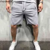 Erkek Örme Elastik Spor Şort Askısı Cep Katı Renk Ücretsiz Devekuşu Ham Kenar Yaz Şort Erkek Koşu Pantolon Artı Boyutu X0316