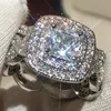 Vintage Female Round Crystal Stone Ring Set Charm Gold Silver Color Wedding Rings For Women Trendy White Zircon Engagement223U