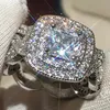 Vintage femme ronde cristal pierre anneau ensemble charme or argent couleur anneaux de mariage pour les femmes à la mode blanc Zircon fiançailles