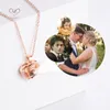 Foto projeção rosa banhado a ouro diamante coração pingente personalizado colar 2021 para mulheres dia dos namorados