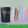 Multi-tailles et couleurs emballage cadeau Mylar Stand sacs 100 pcs/lot blanc mat cosmétique accessoires emballage sac avec déchirure encoche