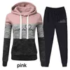 Vinter Tracksuit Women 2 Piece Set Print Toodies + Pants Sportkläder Kvinnors Sport Suit Hooded Sweatshirt Jogging Pants 211105