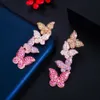 CWWZircons Schöne 585 Roségold Farbe Lila Rot CZ Zirkon Schmetterling Tropfen Baumeln Ohrringe für Frauen Phantasie Schmuck Geschenk CZ780 210622279513