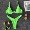 Omkagi varumärke baddräkt kvinnor solid bikini baddräkt hög klippa sexig push up bukservice badkläder beachwear underwire 210624