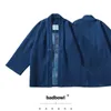 BADBOWL Japanische Casual INDIGO Pflanze Blau Färben Road Robe Schwerer Kendo Stoff Retro Kimono Jacke Herren Flanel Lhamo Jacken X0710