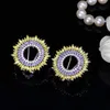 Fashion Marquise Cut giallo e viola CZ Zirconia Stones Round Big Easy Orecchini per gioielli da donna CZ043 210714