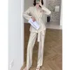 Completi da donna Pantaloni e blazer Viola Elegante da donna Moda coreana Completi da due pezzi Femme Abbigliamento da ufficio Mujer 210608