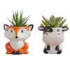 Dekoracja zwierząt Potocznia Ceramiczna Cartoon Zwierząt Mini Bonsai Pot wystrój Sukulenty Akcesoria do dekoracji 210712