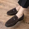 Jurk schoenen mannen groen suède loafers casual business flat slip op formele zachte comfortabele rij sociale schoen