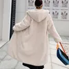 Moda zimowa Wysokiej Jakości Imitacji Futro Długie Kobiece Luźne Grube Ciepłe Futro Mink Teddy Coat Manteau Femme 210520